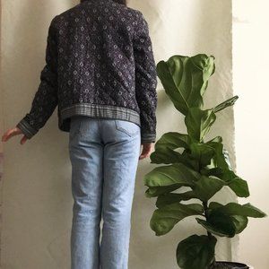 Quilted patterned bomber jacket